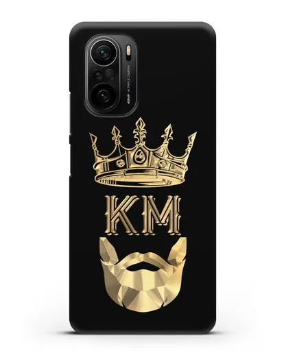 Чехол с короной и инициалами для мужчины с золотым рисунком силиконовый для Xiaomi Poco F3