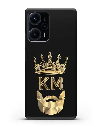 Чехол с короной и инициалами для мужчины с золотым рисунком силиконовый для Xiaomi Poco F5