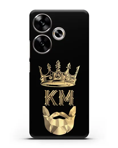 Чехол с короной и инициалами для мужчины с золотым рисунком силиконовый для Xiaomi Poco F6