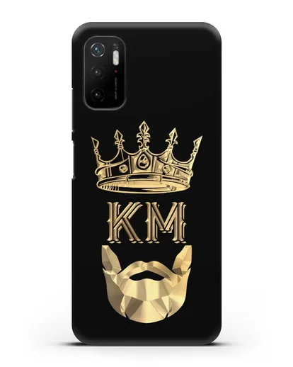 Чехол с короной и инициалами для мужчины с золотым рисунком силиконовый для Xiaomi Poco M3 Pro