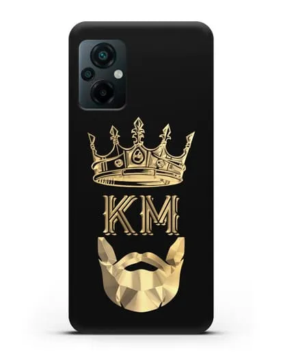 Чехол с короной и инициалами для мужчины с золотым рисунком силиконовый для Xiaomi Poco M5