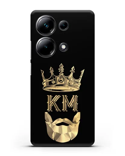 Чехол с короной и инициалами для мужчины с золотым рисунком силиконовый для Xiaomi Poco M6 Pro