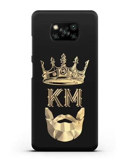 Чехол с короной и инициалами для мужчины с золотым рисунком силиконовый для Xiaomi Poco X3