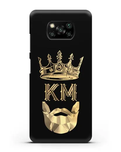 Чехол с короной и инициалами для мужчины с золотым рисунком силиконовый для Xiaomi Poco X3 Pro