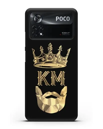 Чехол с короной и инициалами для мужчины с золотым рисунком силиконовый для Xiaomi Poco X4 Pro