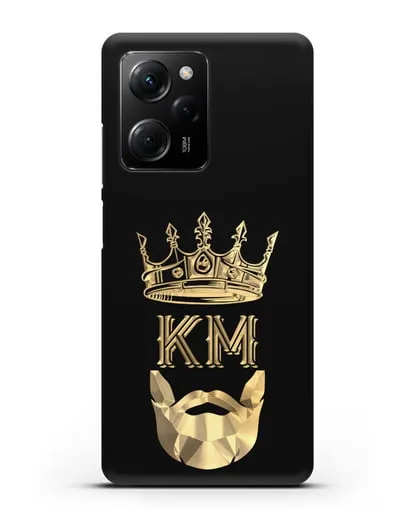 Чехол с короной и инициалами для мужчины с золотым рисунком силиконовый для Xiaomi Poco X5 Pro