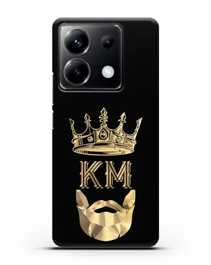 Чехол с короной и инициалами для мужчины с золотым рисунком силиконовый для Xiaomi Poco X6