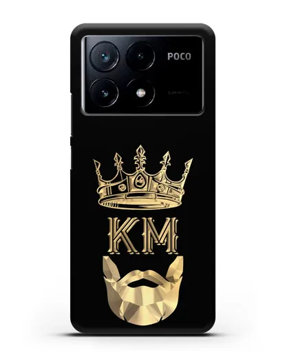 Чехол с короной и инициалами для мужчины с золотым рисунком силиконовый для Xiaomi Poco X6 Pro