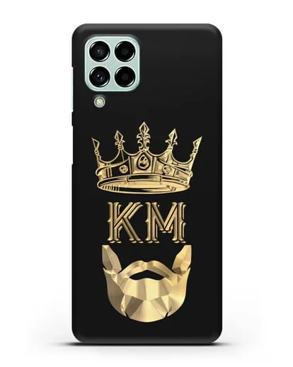 Чехол с короной и инициалами для мужчины с золотым рисунком силиконовый для Samsung Galaxy M53 [SM-M536]
