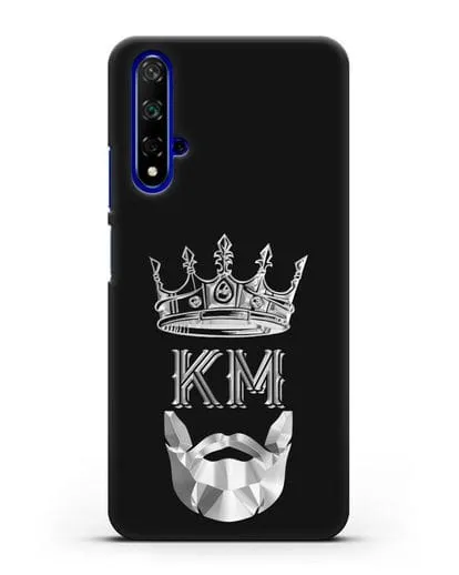 Чехол с короной и инициалами для мужчины с серебряным рисунком силиконовый для Honor 20