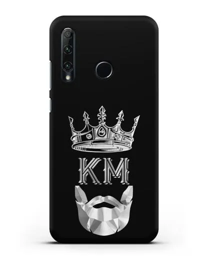 Чехол с короной и инициалами для мужчины с серебряным рисунком силиконовый для Honor 20e