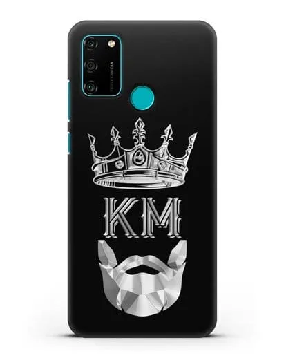 Чехол с короной и инициалами для мужчины с серебряным рисунком силиконовый для Honor 9A