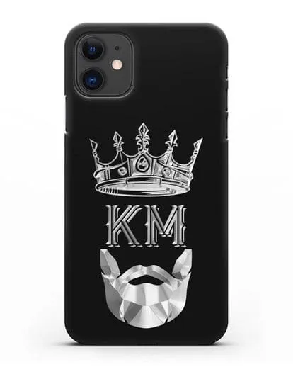Чехол с короной и инициалами для мужчины с серебряным рисунком силиконовый для iPhone 11