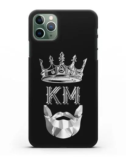 Чехол с короной и инициалами для мужчины с серебряным рисунком силиконовый для iPhone 11 Pro Max