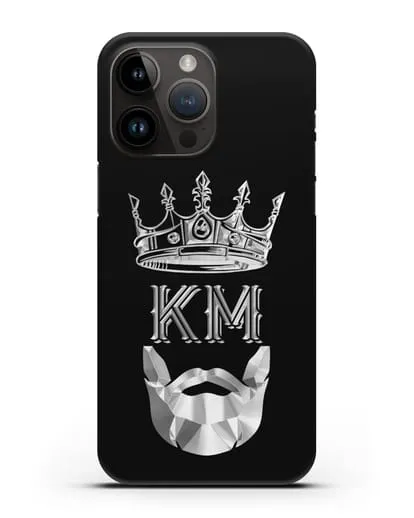 Чехол с короной и инициалами для мужчины с серебряным рисунком силиконовый для iPhone 14 Pro Max
