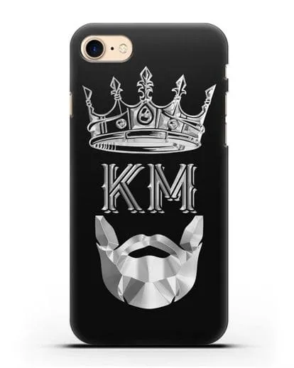 Чехол с короной и инициалами для мужчины с серебряным рисунком силиконовый для iPhone 7