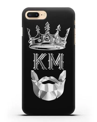 Чехол с короной и инициалами для мужчины с серебряным рисунком силиконовый для iPhone 8 Plus