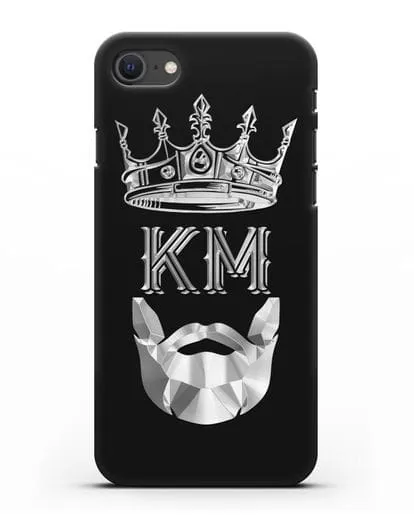 Чехол с короной и инициалами для мужчины с серебряным рисунком силиконовый для iPhone SE 2020