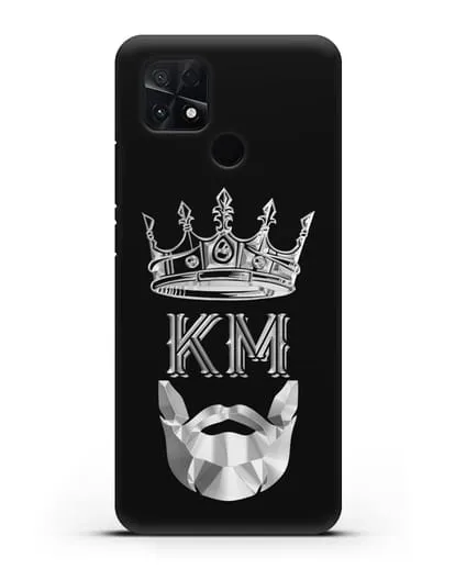 Чехол с короной и инициалами для мужчины с серебряным рисунком силиконовый для Xiaomi Poco C40