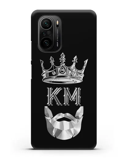 Чехол с короной и инициалами для мужчины с серебряным рисунком силиконовый для Xiaomi Poco F3