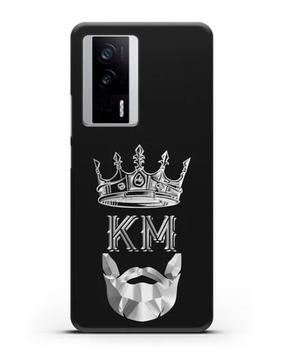 Чехол с короной и инициалами для мужчины с серебряным рисунком силиконовый для Xiaomi Poco F5 Pro