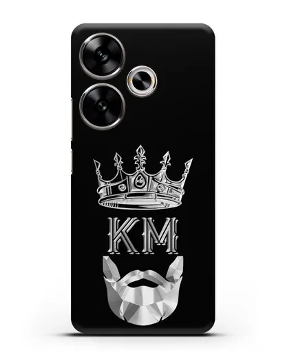 Чехол с короной и инициалами для мужчины с серебряным рисунком силиконовый для Xiaomi Poco F6