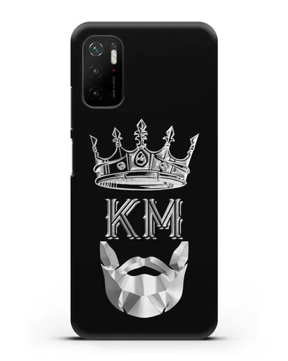 Чехол с короной и инициалами для мужчины с серебряным рисунком силиконовый для Xiaomi Poco M3 Pro