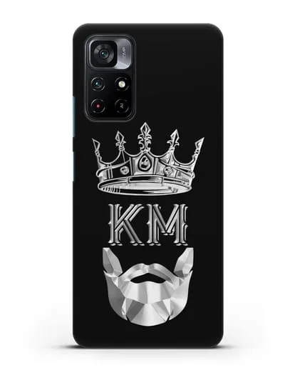 Чехол с короной и инициалами для мужчины с серебряным рисунком силиконовый для Xiaomi Poco M4 Pro 5G