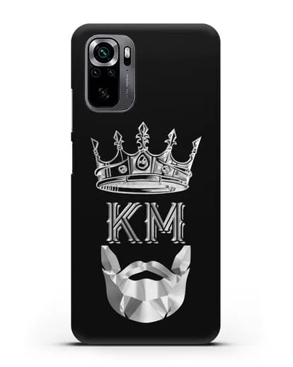 Чехол с короной и инициалами для мужчины с серебряным рисунком силиконовый для Xiaomi Poco M5s