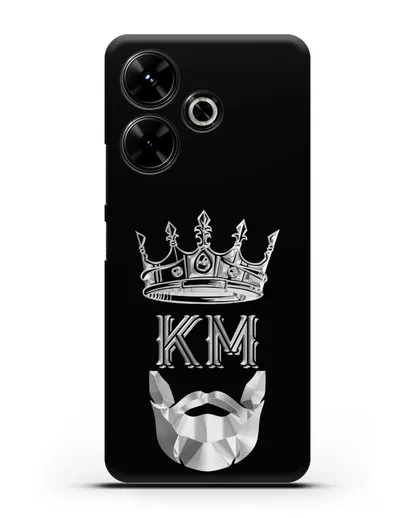 Чехол с короной и инициалами для мужчины с серебряным рисунком силиконовый для Xiaomi Poco M6