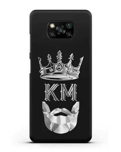 Чехол с короной и инициалами для мужчины с серебряным рисунком силиконовый для Xiaomi Poco X3