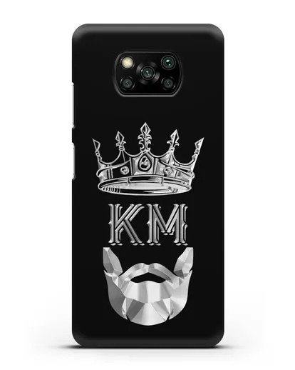 Чехол с короной и инициалами для мужчины с серебряным рисунком силиконовый для Xiaomi Poco X3 Pro