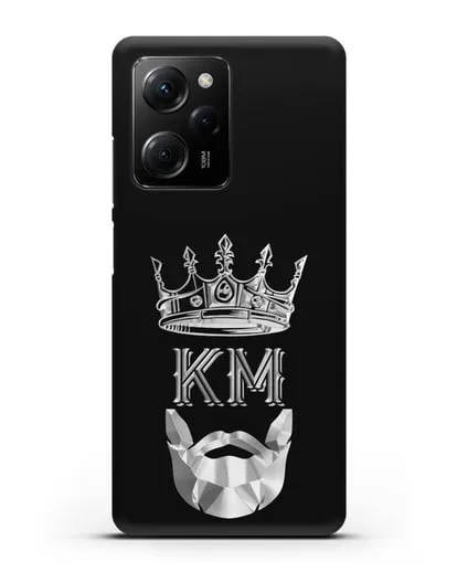 Чехол с короной и инициалами для мужчины с серебряным рисунком силиконовый для Xiaomi Poco X5 Pro