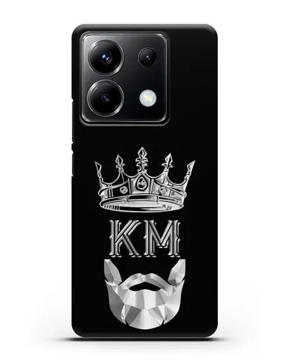 Чехол с короной и инициалами для мужчины с серебряным рисунком силиконовый для Xiaomi Poco X6
