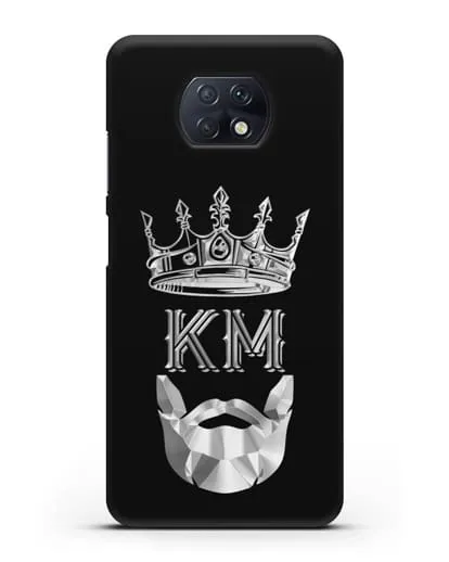 Чехол с короной и инициалами для мужчины с серебряным рисунком силиконовый для Xiaomi Redmi Note 9T
