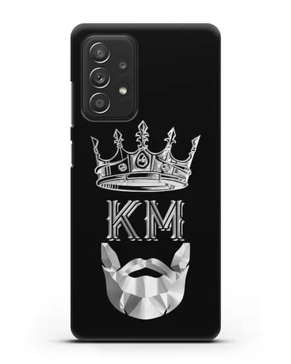 Чехол с короной и инициалами для мужчины с серебряным рисунком силиконовый для Samsung Galaxy A53