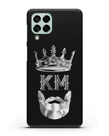Чехол с короной и инициалами для мужчины с серебряным рисунком силиконовый для Samsung Galaxy M53 [SM-M536]