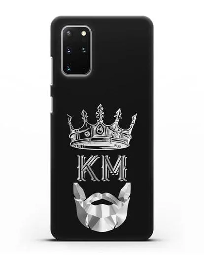 Чехол с короной и инициалами для мужчины с серебряным рисунком силиконовый для Samsung Galaxy S20 Plus [SM-G985F]