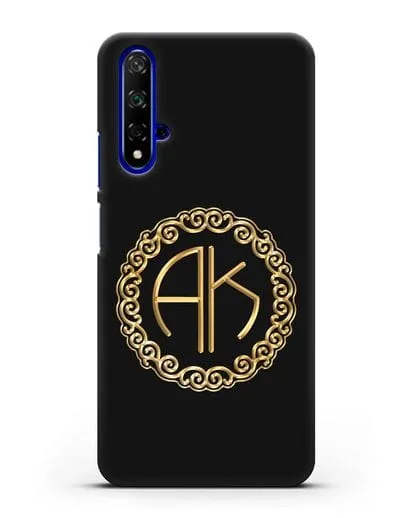 Именной чехол с монограммой с золотым рисунком силиконовый для Honor 20