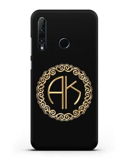 Именной чехол с монограммой с золотым рисунком силиконовый для Honor 20e