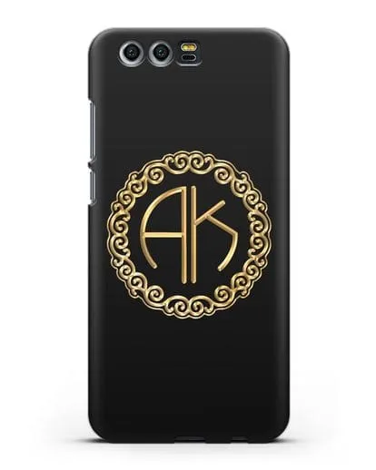 Именной чехол с монограммой с золотым рисунком силиконовый для Honor 9