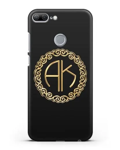 Именной чехол с монограммой с золотым рисунком силиконовый для Honor 9 Lite