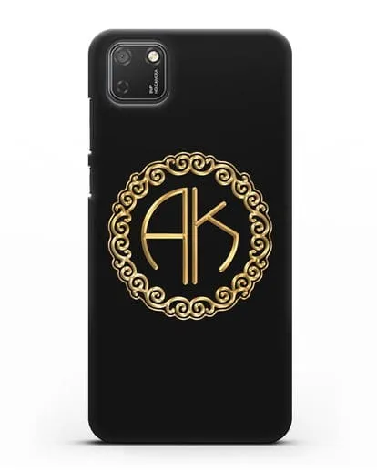 Именной чехол с монограммой с золотым рисунком силиконовый для Honor 9S