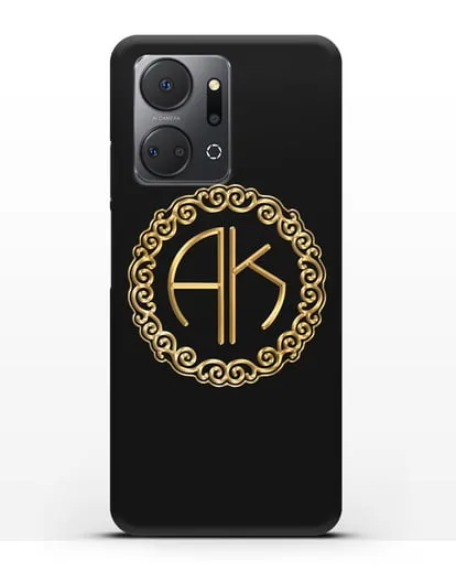 Именной чехол с монограммой с золотым рисунком силиконовый для Honor X7a