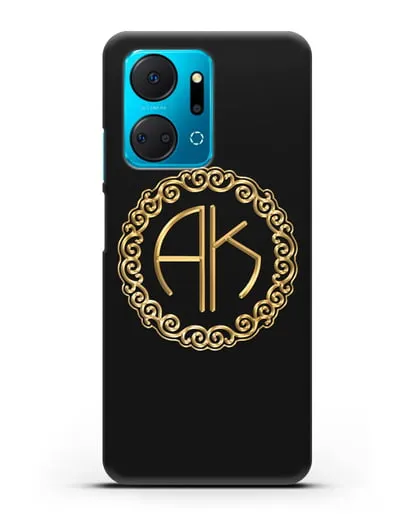 Именной чехол с монограммой с золотым рисунком силиконовый для Honor X7a Plus