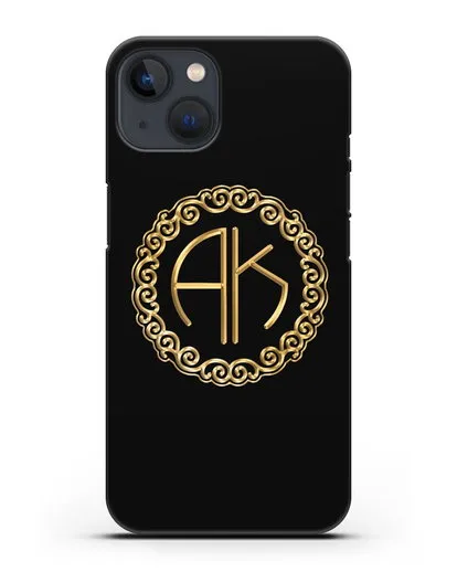 Именной чехол с монограммой с золотым рисунком силиконовый для iPhone 13 Mini