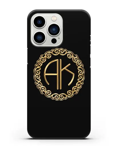 Именной чехол с монограммой с золотым рисунком силиконовый для iPhone 13 Pro