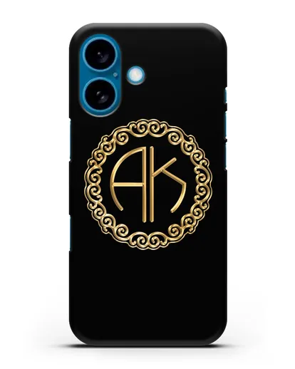 Именной чехол с монограммой с золотым рисунком силиконовый для iPhone 16