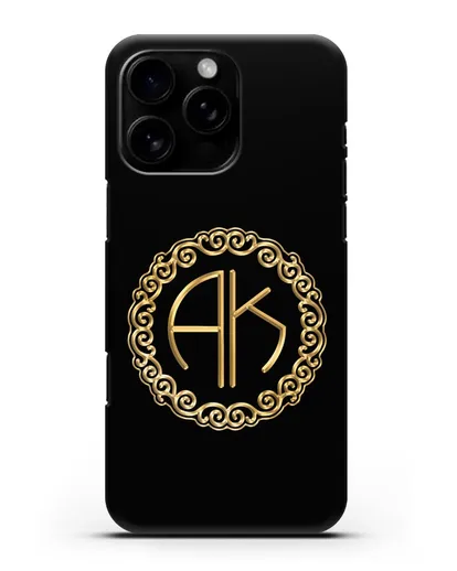 Именной чехол с монограммой с золотым рисунком силиконовый для iPhone 16 Pro Max