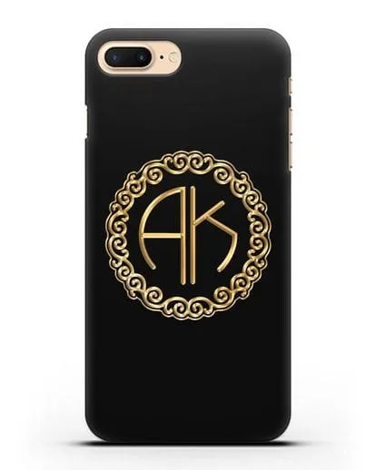 Именной чехол с монограммой с золотым рисунком силиконовый для iPhone 8 Plus